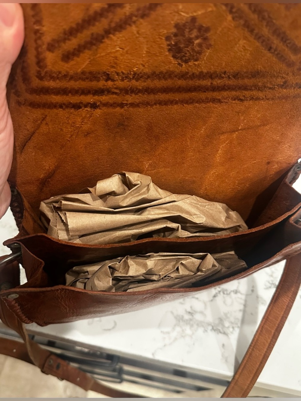 Genuine Leather Handmade Crossbody - Tan/brown - Picture 4 of 6